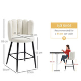 HOMCOM Bar Stools Set of 2, Breakfast Barstools with Backs, Cream