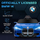 BMW i4 Licensed 12V Kids Electric Ride-On Car with Remote Control - Blue