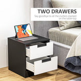 2 Drawer Bedside Tables Set of 2 with Storage Nightstands for Bedroom