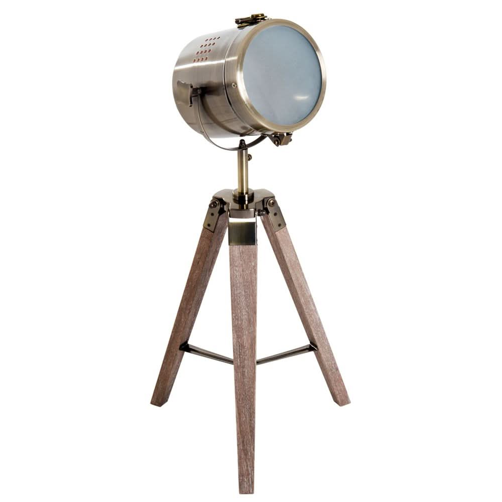 Floor Lamp, 33L-Wood/Bronze Colour