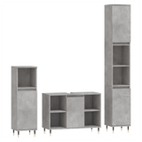 3 Piece Bathroom Furniture Set Concrete Grey Engineered Wood