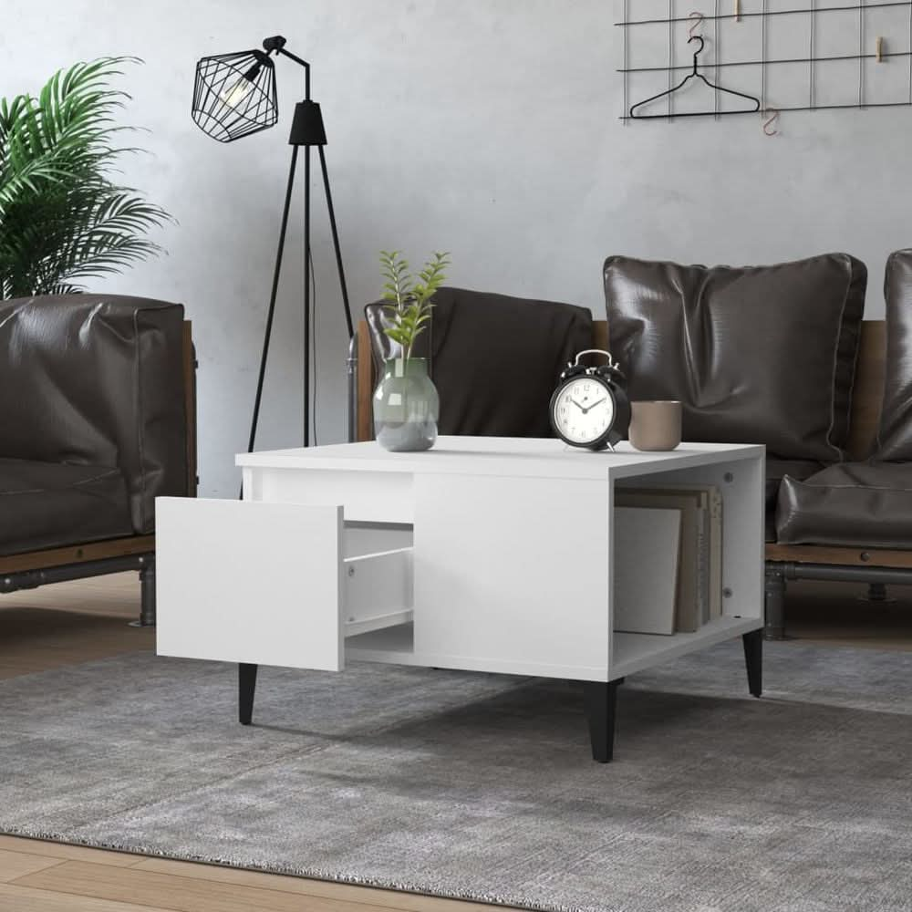 Coffee Table White 55x55x36.5 cm Engineered Wood