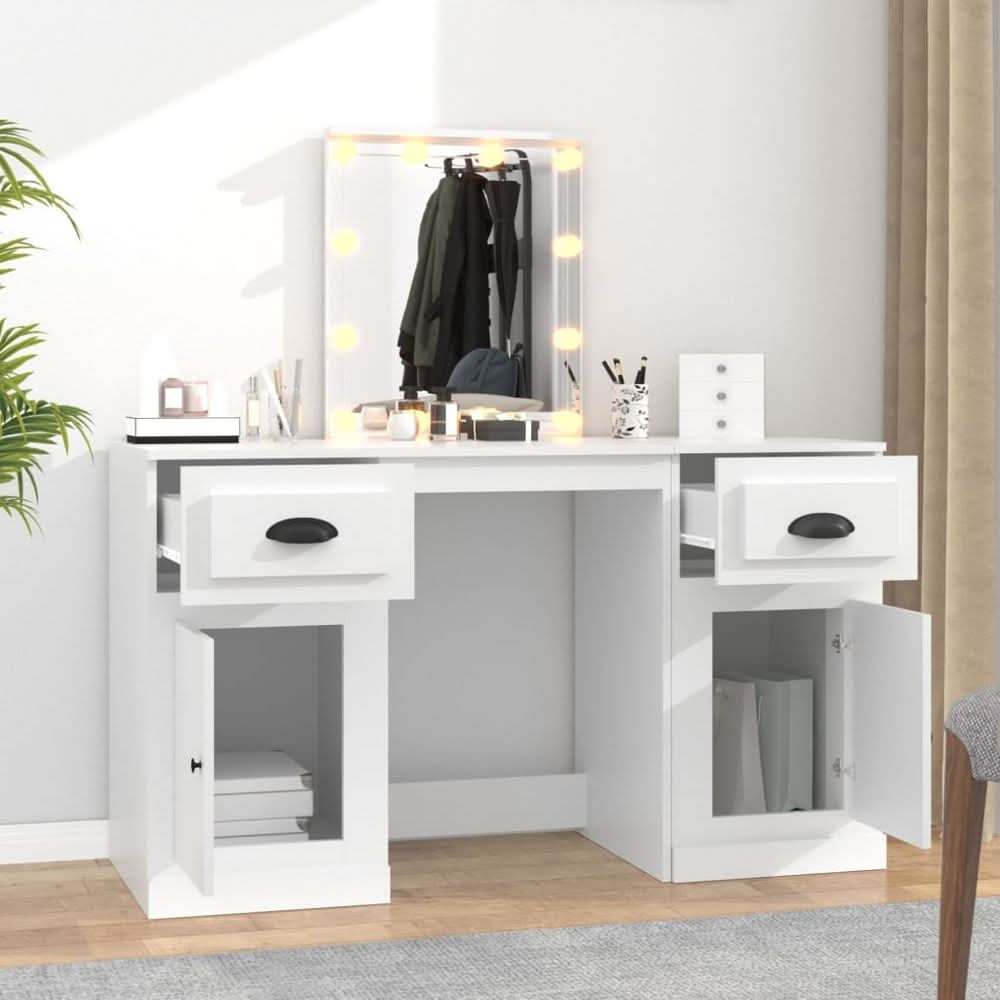 Dressing Table with LED White 130x50x132.5 cm