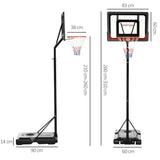 2.1-2.6m Basketball Hoop and Stand with Weighted Base, Portable on Wheels