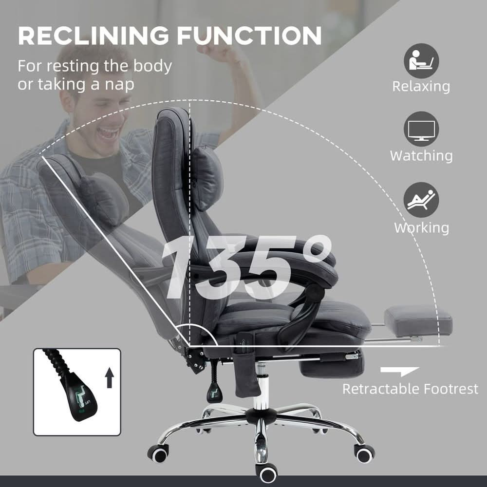 Vinsetto High Back Massage Office Chair with Vibration Point Headrest Remote