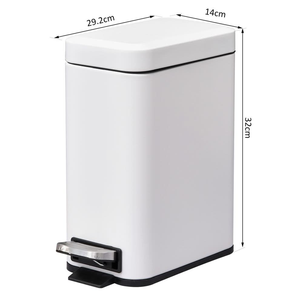 5L Rectangular Steel Pedal Bin White