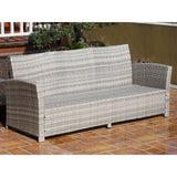 6Pcs Rattan Dining Set Sofa Table Footstool Outdoor w/ Cushion Garden Furniture