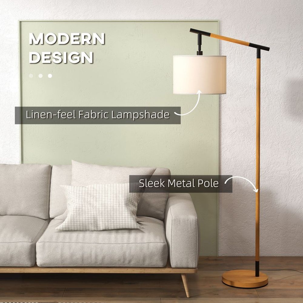 Floor Lamp with 350° Rotating Lampshade, LED Bulb Included, Brown