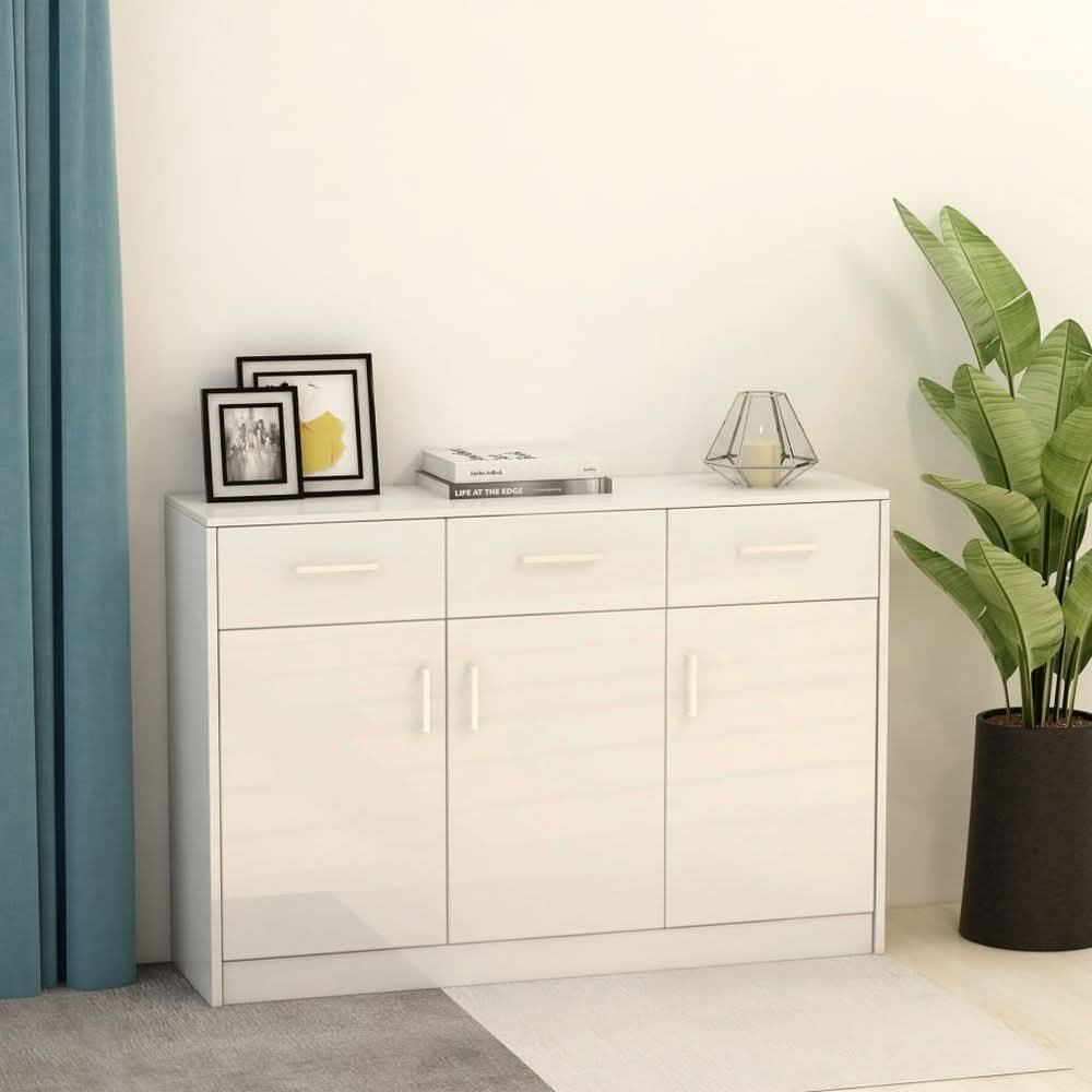 Sideboard White 110x30x75 cm Engineered Wood