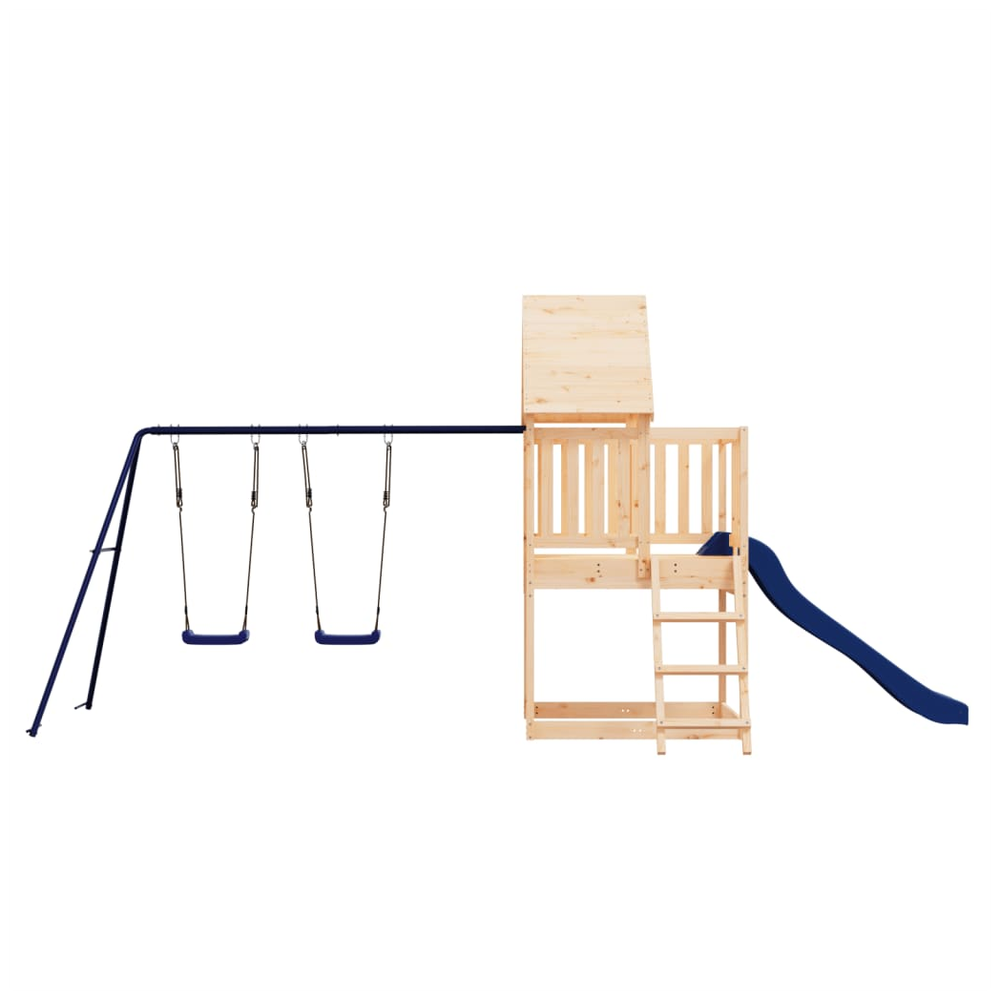 Playhouse with Slide Ladder Swings Solid Wood Pine