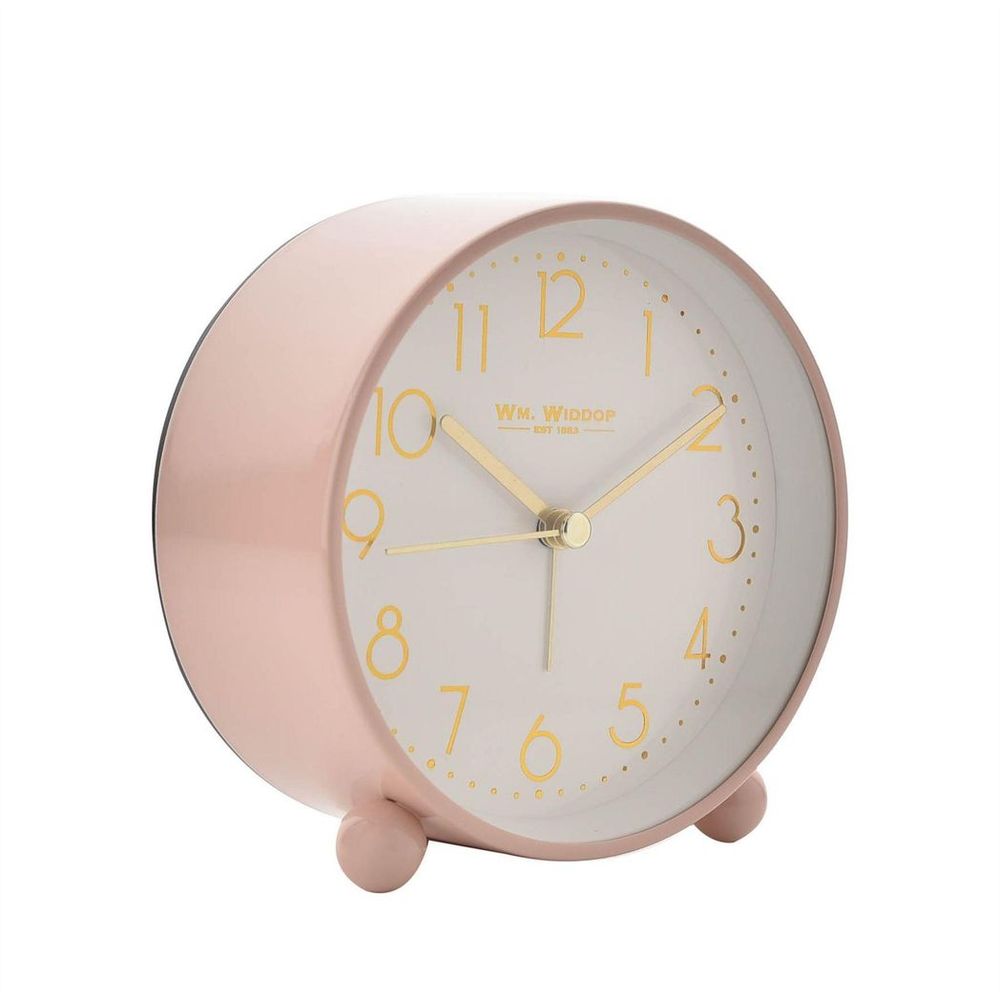 Wm.Widdop Metal Case Alarm Clock Light & Snooze Blush 10.8cm