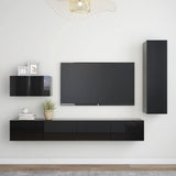 4 Piece TV Cabinet Set Grey Engineered Wood