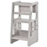 Kids Step Stool Adjustable Standing Platform Toddler Kitchen Stool Grey