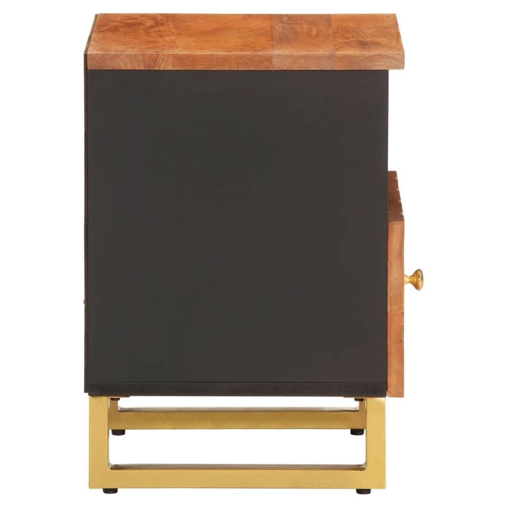 Bedside Cabinet Brown and Black Solid Wood Mango