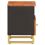 Bedside Cabinet Brown and Black Solid Wood Mango