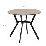 Industrial Dining Table with Round Top Steel Legs for Kitchen Dining Room Brown