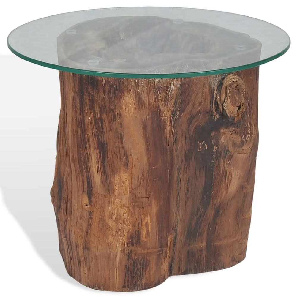 Coffee Table Teak Glass 50x40 cm