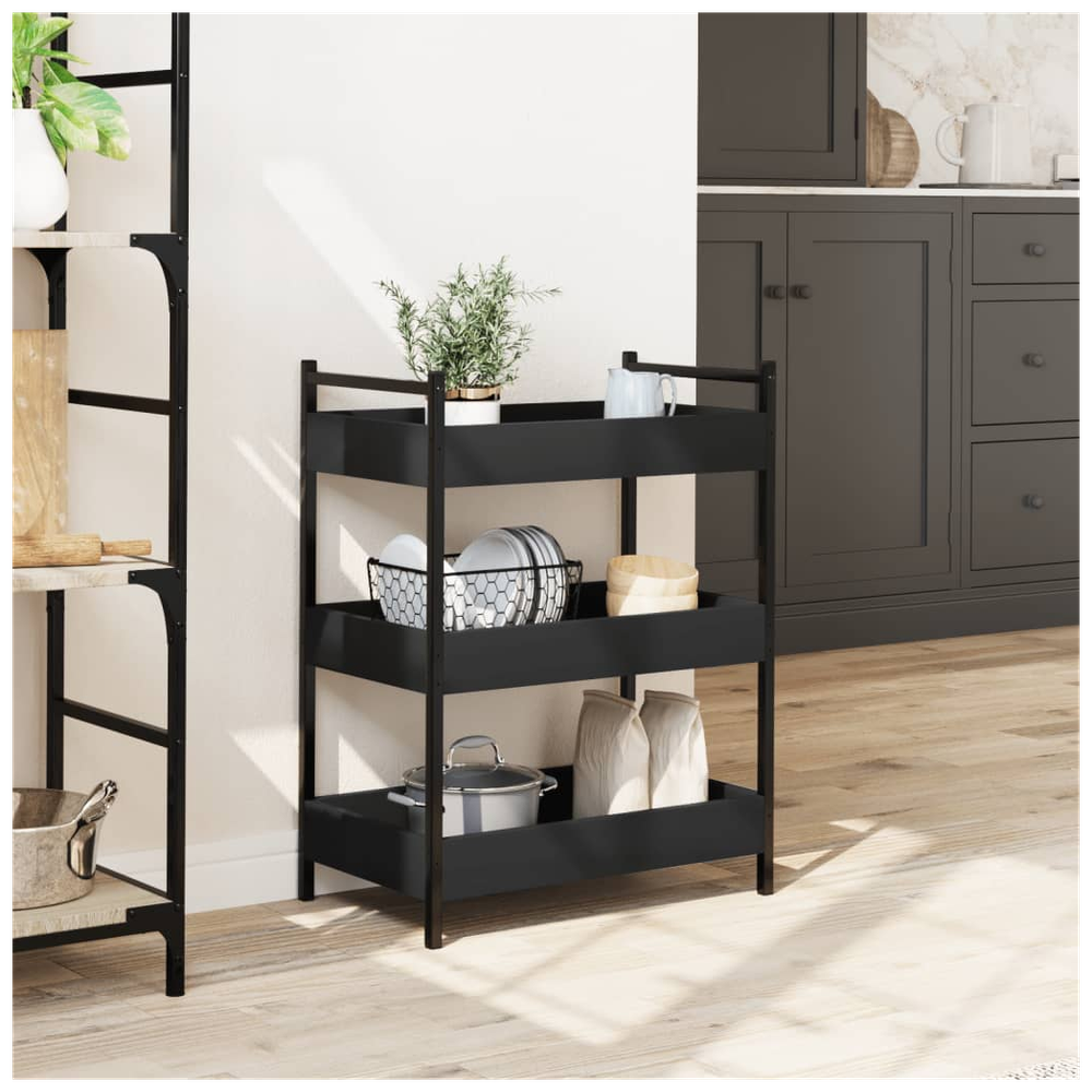 Kitchen Trolley Black 50x30x70 cm Engineered Wood