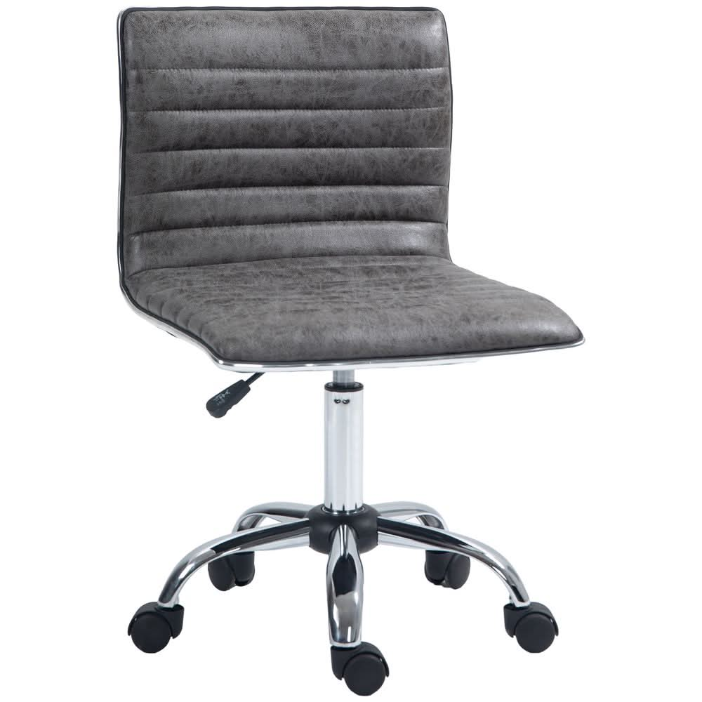 Armless Mid-Back Adjustable Office Chair with 360 Swivel Grey