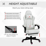 Racing Gaming Chair PU Leather Gamer Recliner Home Office, White