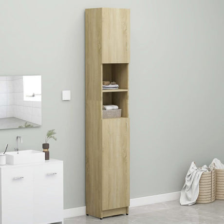 Bathroom Cabinet Smoked Oak 32x25.5x190 cm Engineered Wood