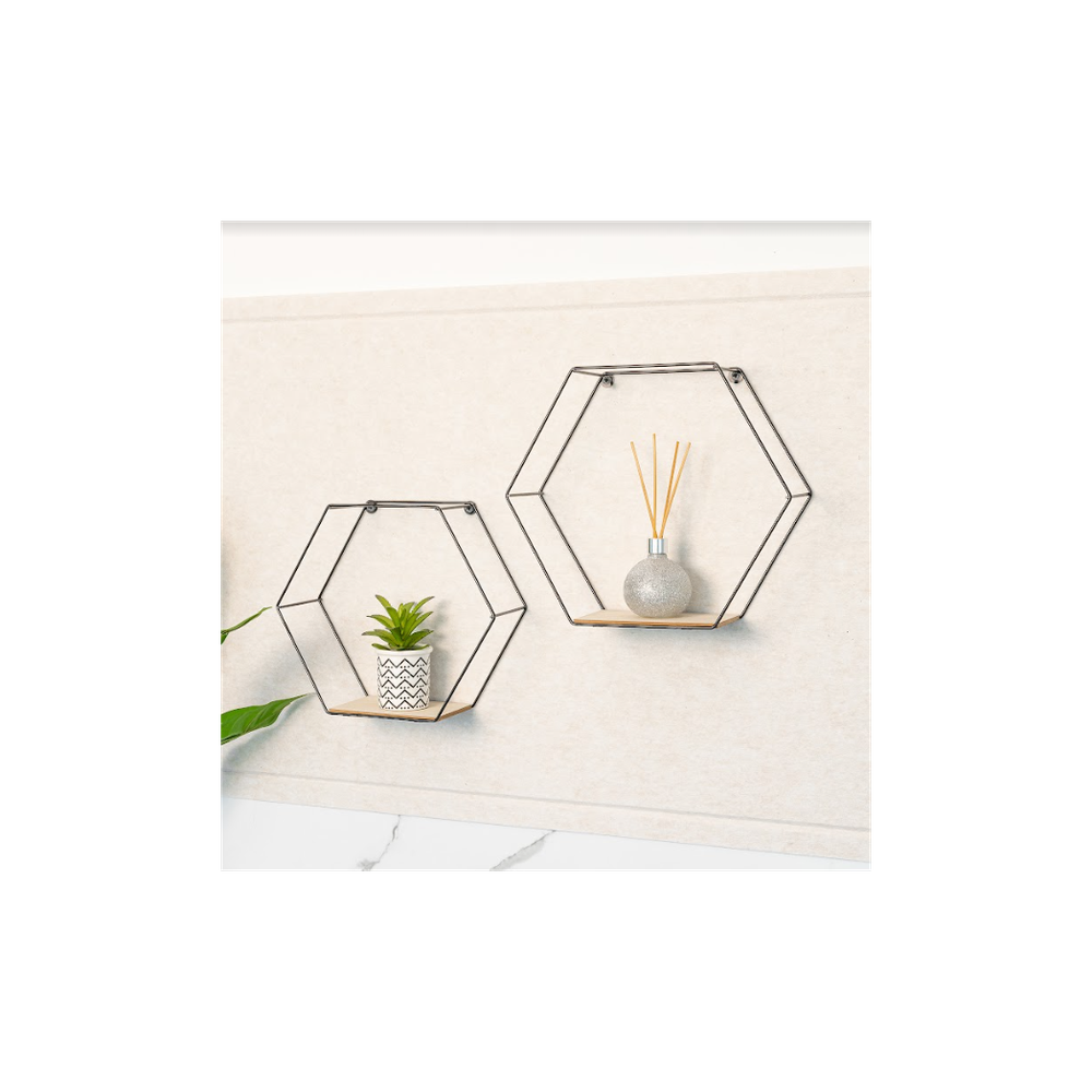 Set of 2 Hexagonal Wall Shelves - CHELF