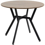 Industrial Dining Table with Round Top Steel Legs for Kitchen Dining Room Brown