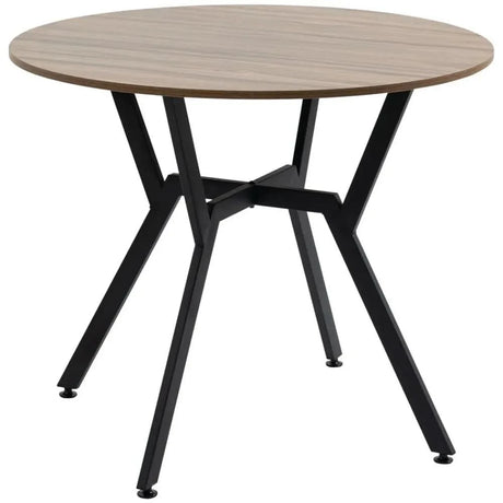 Industrial Dining Table with Round Top Steel Legs for Kitchen Dining Room Brown