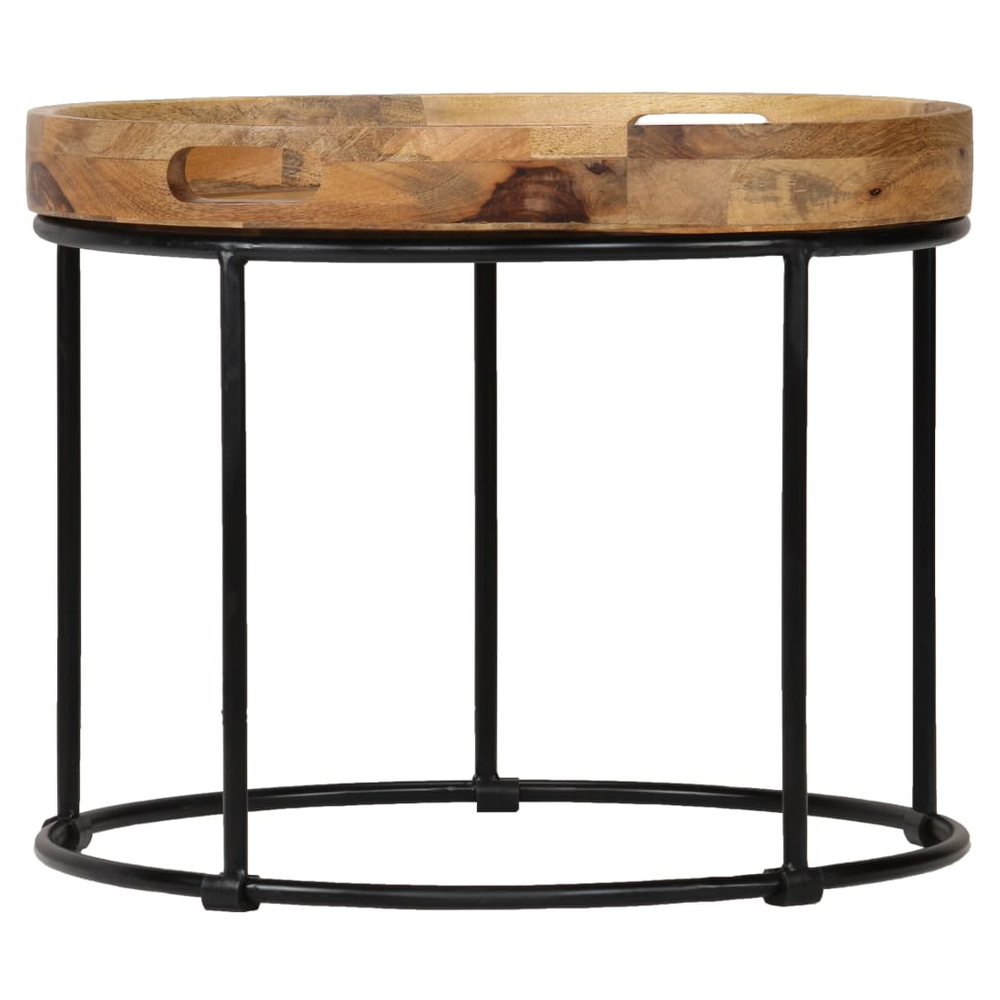 Coffee Table Solid Mange Wood and Steel 50x40 cm