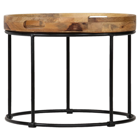 Coffee Table Solid Mange Wood and Steel 50x40 cm