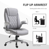 High Back Executive Office Chair Home Swivel PU Leather Chair, Grey