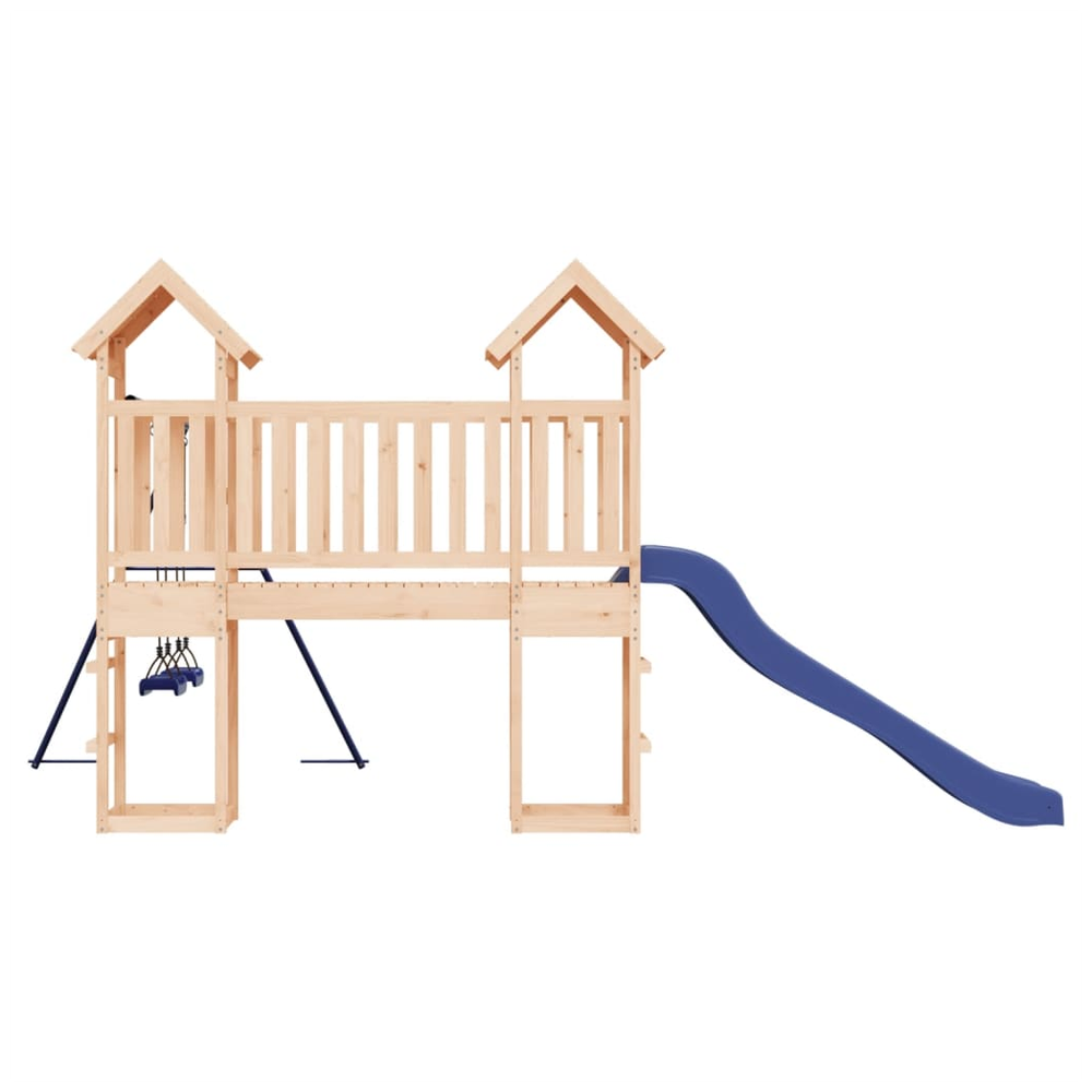 Playhouse with Slide Swings Solid Wood Pine