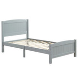 Twin Pine Single-Layer Core Vertical Stripe Full-Board Curved Bed Head With The Same Bed Foot Wooden Bed Grey