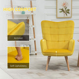 Modern Accent Chair Velvet-Touch Tufted Wingback Armchair, Yellow