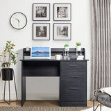 Particleboard Paste Triamine Desktop Storage Layer Three Drawers Computer Desk Black Wood Grain