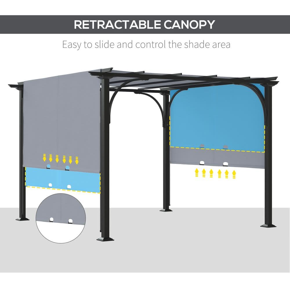 Outsunny Outdoor Retractable Pergola Garden Sun Shade Patio Canopy Shelter