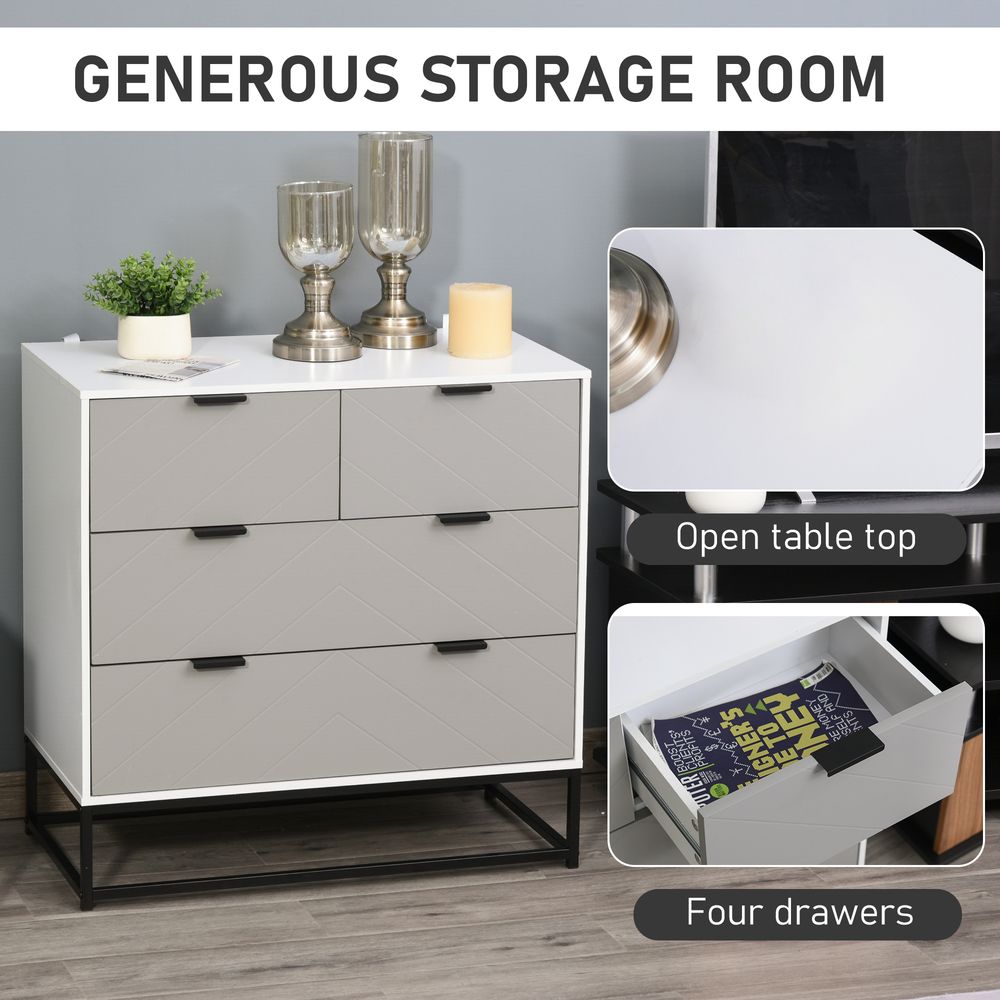 Chest of Drawers with Metal Handles Freestanding Dresser Modern Wooden