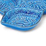 3-in-1 Leaves, Blue Snack and Dip Bowl, Divided Servings