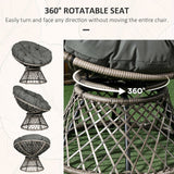 Outsunny 3 Pieces Outdoor Rattan Bistro Set with 360° Swivel Chair and Cushions