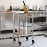 Kitchen Work Table with Wheels 55x55x85 cm Stainless Steel