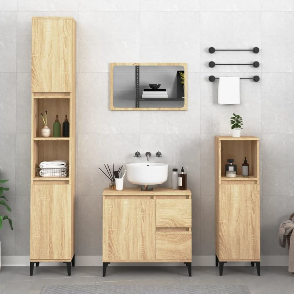 Bathroom Cabinet White 30x30x190 cm Engineered Wood