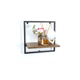 1 Tier Dark OAK Wall Shelf with Black Metal Frame