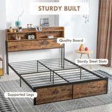 HOMCOM 5.2FT King Bed Frame with Storage Headboard and Under Bed Storage