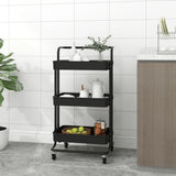 3-Tier Kitchen Trolley Black 42x35x85 cm Iron and ABS