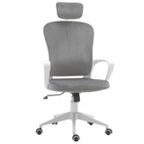 High-Back Office Chair Home Rocking w/ Wheel, Up-Down Headrest, Grey Vinsetto