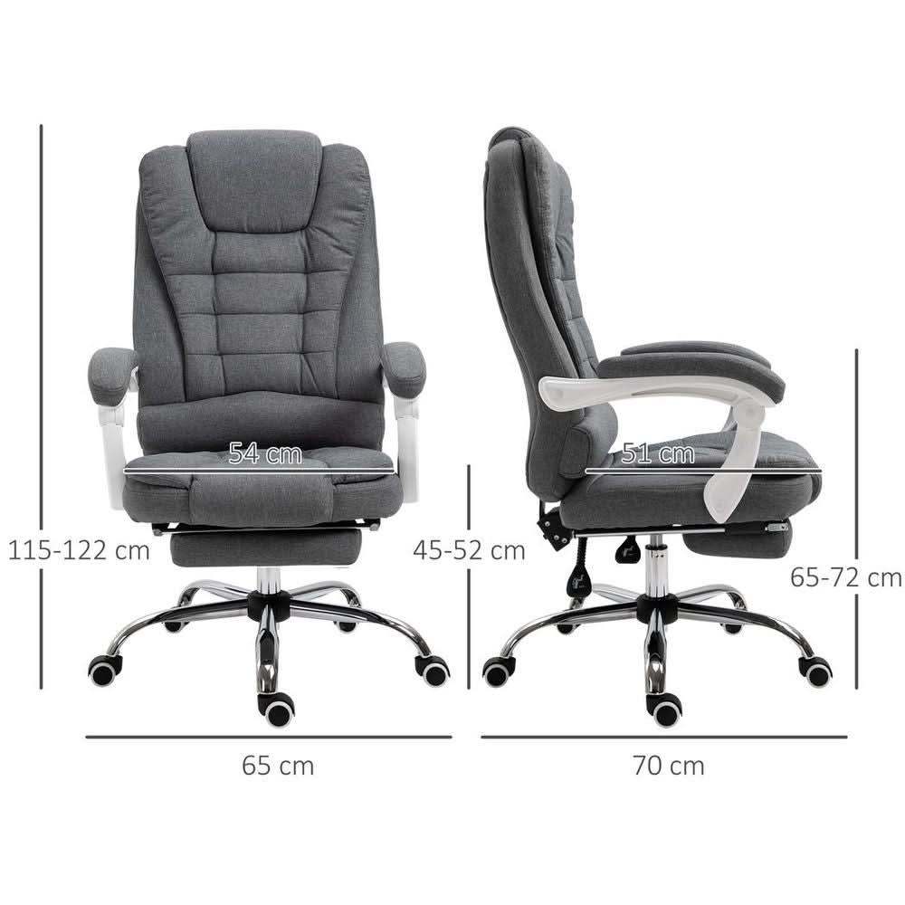 Computer Office Chair Home Swivel Task Recliner w/ Footrest, Arm, Grey