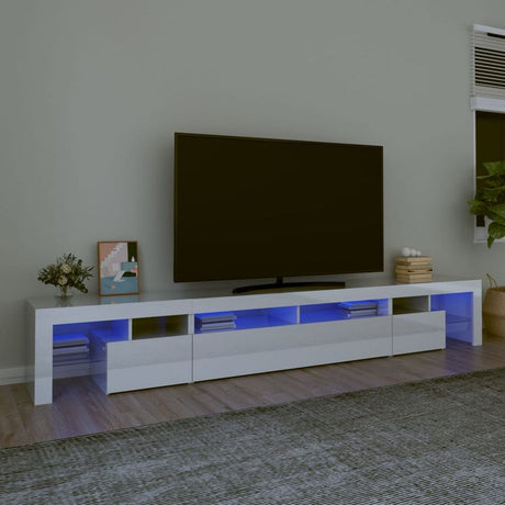 TV Cabinet with LED Lights White 230x36.5x40 cm