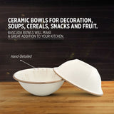 Porcelain Soup-Cereal Bowls Set of 4 Pebble Marble White 18cm