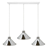 Modern Industrial Chrome 3 Way Ceiling Pendant Light Metal Cone Shape Shade Indoor Hanging Lighting