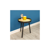 Cane Black Round Side Table